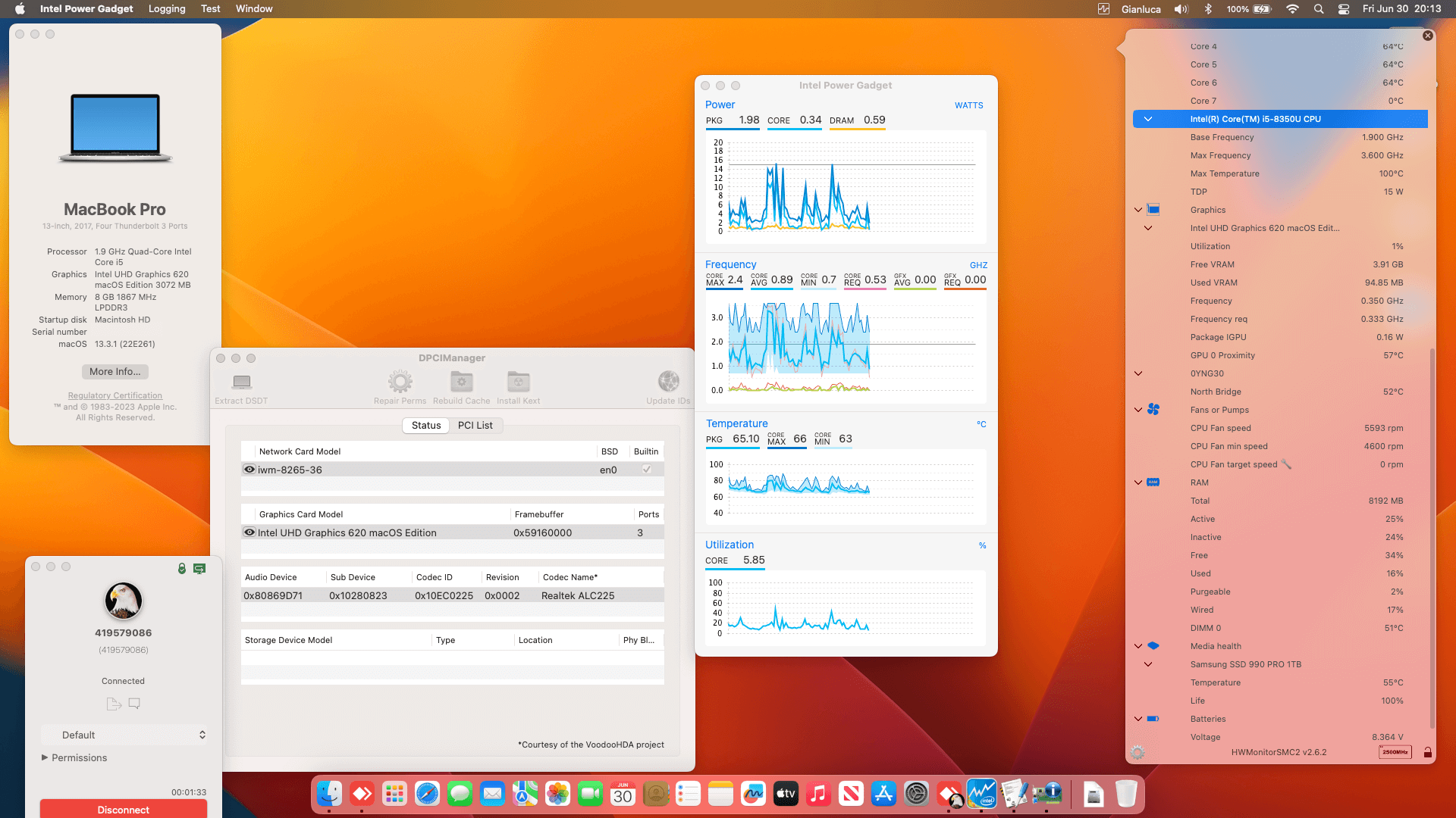 Success Hackintosh macOS Ventura 13.3.1 Build 22E261 in Dell Latitude 7390 2-in-1